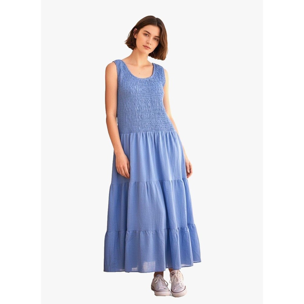 RWJ Plus Size Summer Slevless Tank Dress 2XL Baby Blue Tiered Midi Dress